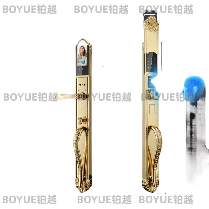 All Copper 3D Face Recognition Smart Lock American Style Villa Double Door Home Security Fingerprint Password Electronic
