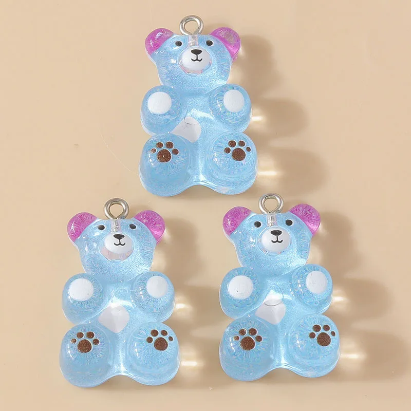 10 Stück 18x30mm Cartoon Harz Gummibärchen Anhänger für Schmuckherstellung, Ohrhänger, Halsketten, Armbänder, DIY Bastelbedarf – Detail 9