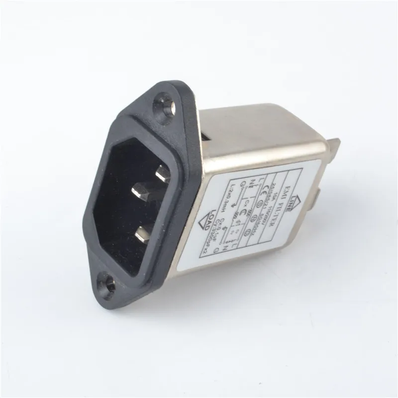 IEC 320 C14 Male Socket Panel Mount Power Line power EMI filter 10A 125/250V  Connector