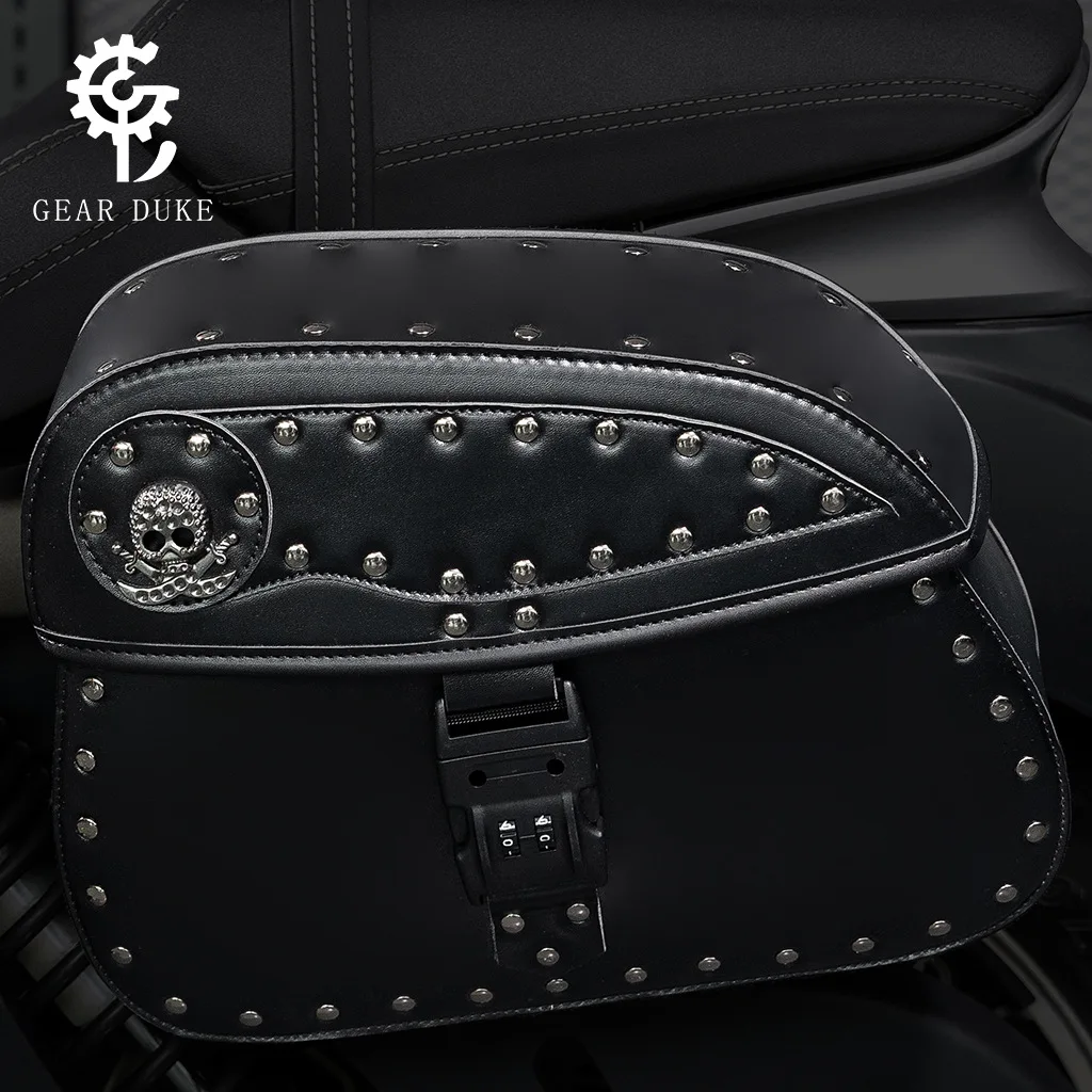 

Anti-theft Password Lock Retro Throwover Saddlebags Motorcycle Luggage Side Bags Waterproof Storage for Harley-Davidson Kawasaki