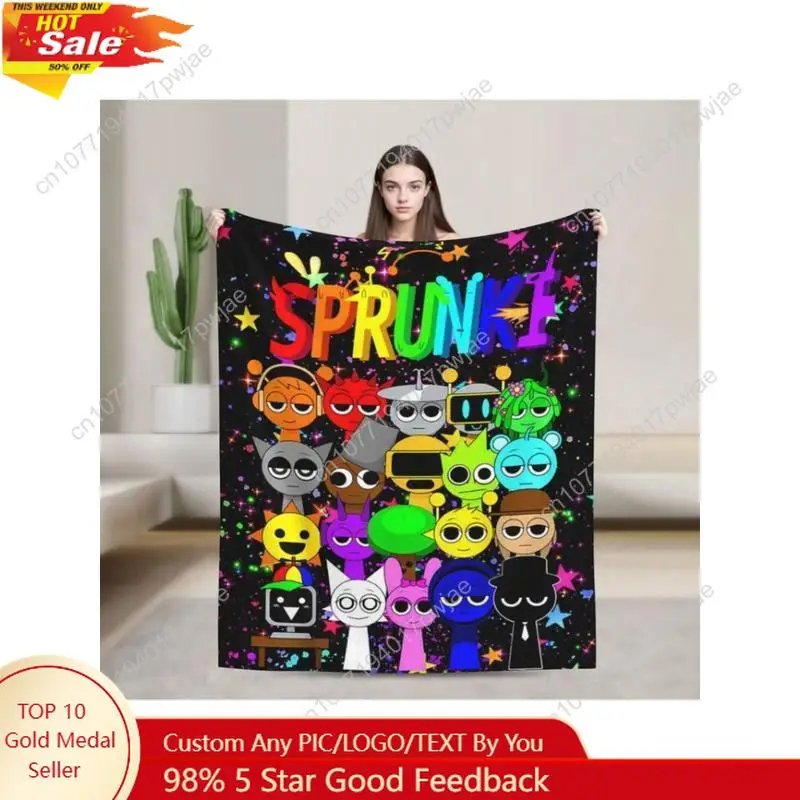 

Sprunki Fleece Blanket, Game Theme Colorful Ultra-Soft Polyester Fiber Throw Blankets Gifts For Custom blankets