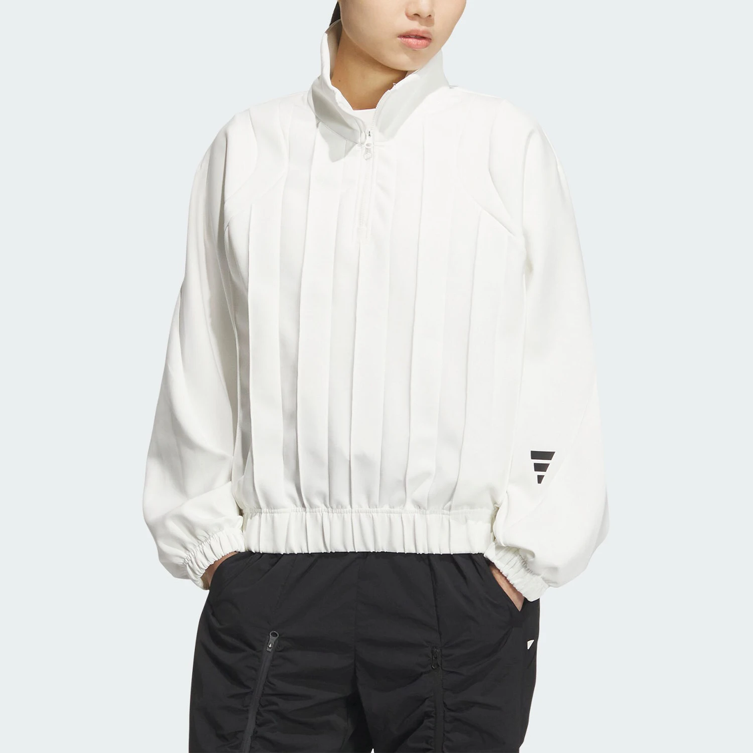 

Оригинальная женская простая короткая толстовка с капюшоном Adidas FUSTL W P CREW JM4256