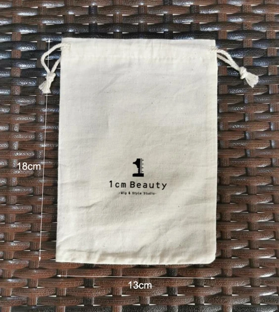 

2000 Pieces 13*18cm/5*7inches Natural Cotton Bags Drawstring Gift Pouches Screen Printed With Black Color Logo Customised Logo