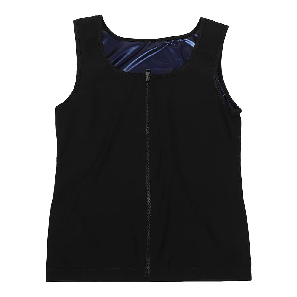 

Мужской компрессионный жилет-тренажер для талии с молнией, спортивная корректирующая майка для фитнеса, бега, йоги, сауны, термоактивный костюм