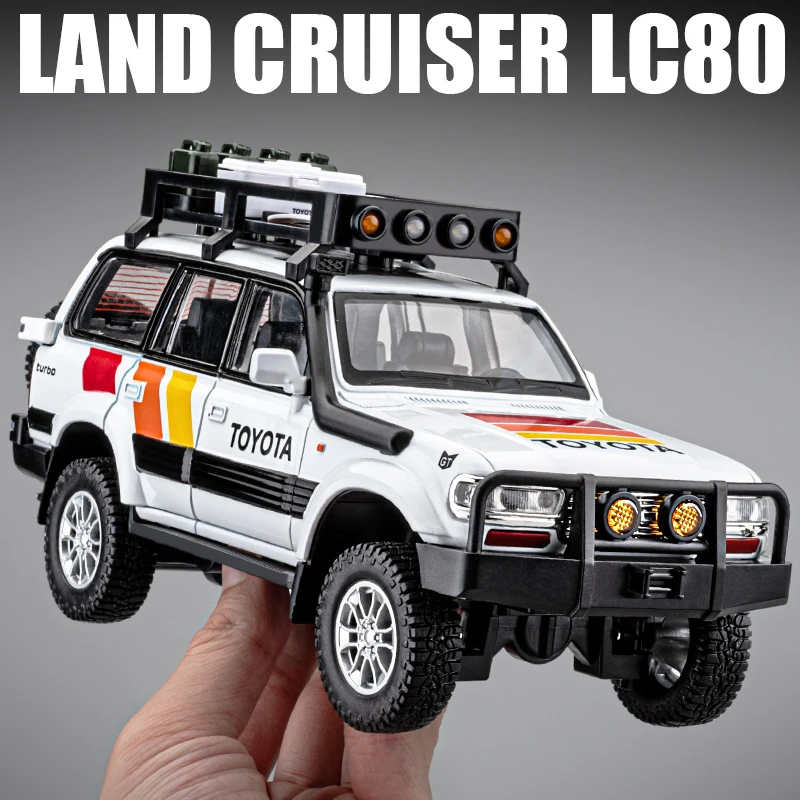 1:24 ランドクルーザー LC80 モデルカー 合金ダイキャスト オフロード車 サウンドライト 6ドア開閉 プルバック式 RAV4 子供向けギフト