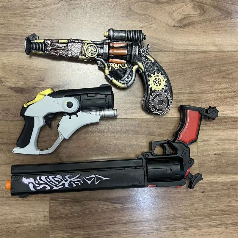 Gun Cosplay Model Red Fire Revolver Weapons Prop Laser Rifle Guns No Shotting Safety PU Rubber Gift Toys