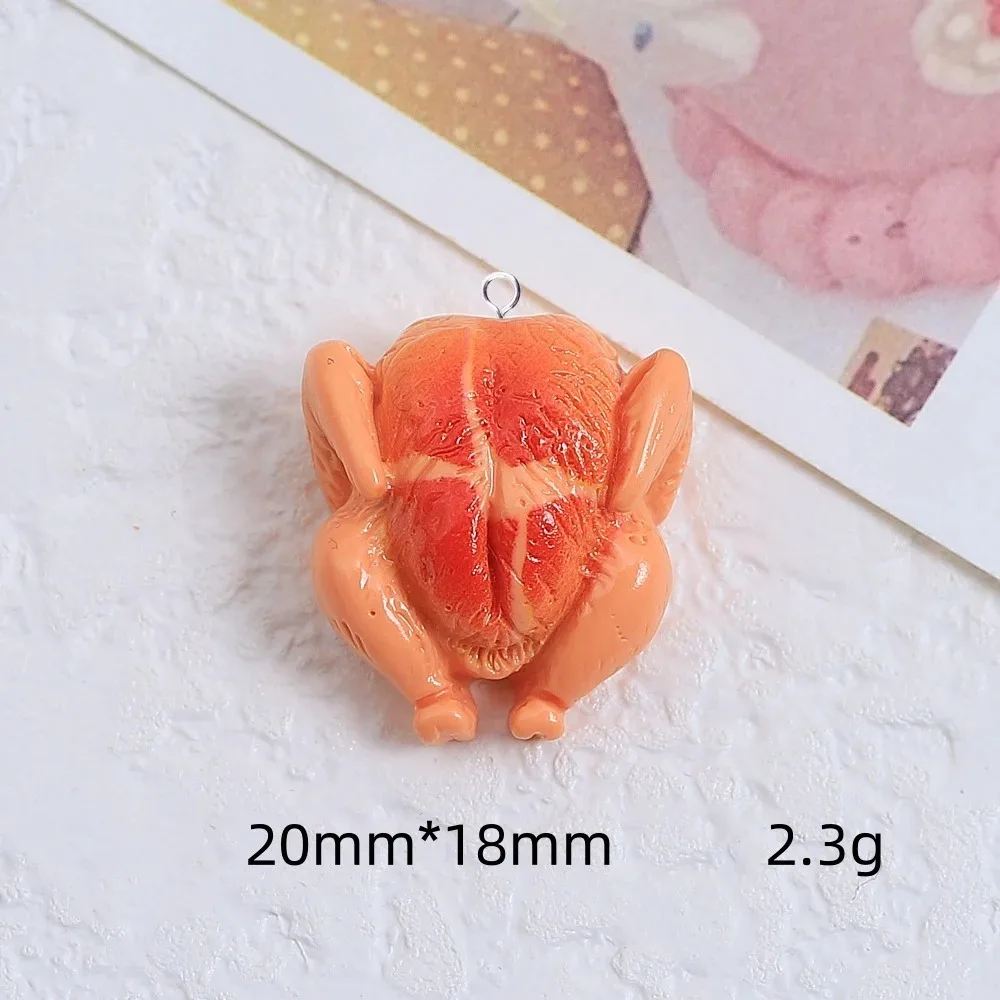 10 قطعة جميل الراتنج لحوم البقر شريحة لحم الدجاج المشوي دلايات لصنع المجوهرات النتائج الأسماك الروبيان الذيل المعلقات Charm بها بنفسك أقراط #5