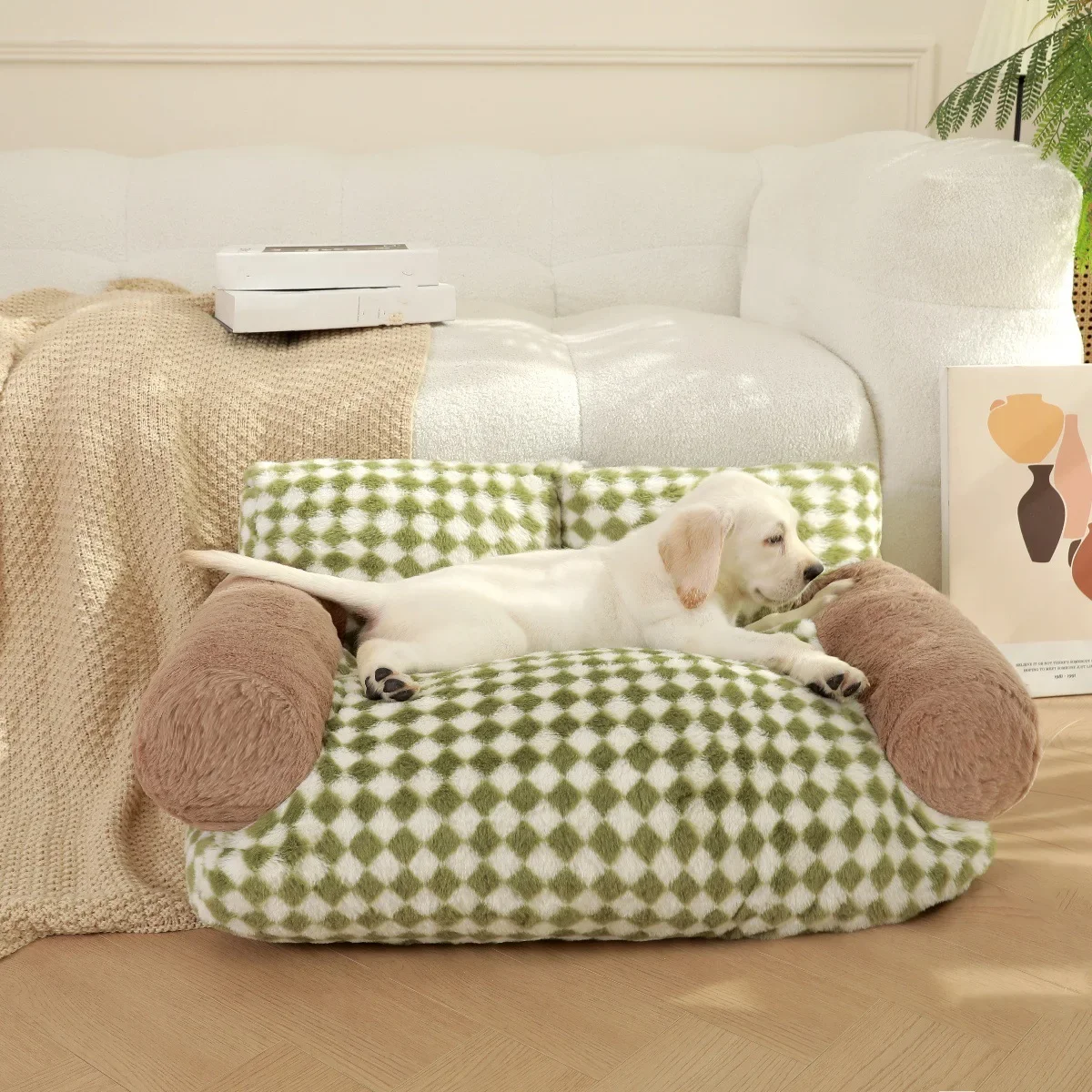 Premium Rabbit Hair pet sofa bed warm comfortable dog bed removable washable cat nest heightened thickened kennel