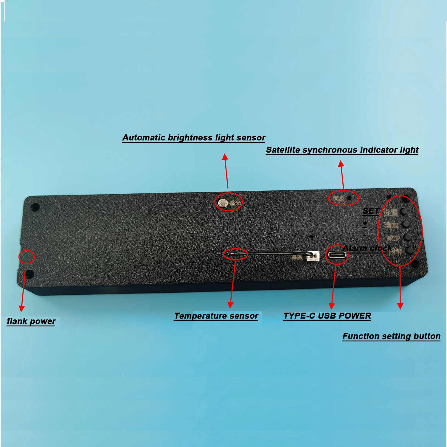 1,2 cala 6-bitowy zegar LED Cyfrowy zegar elektroniczny W drugi wyświetlacz CZAS Alarm temperatury GPS Beidou rozrządu Typc-C USB 5V