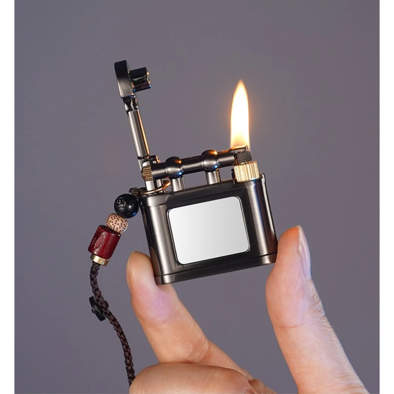 

New Exquisite and Compact Mini Kerosine Lighter with Alloy Body and Lifting Arm, Old-fashioned Grinding Wheel Lighter