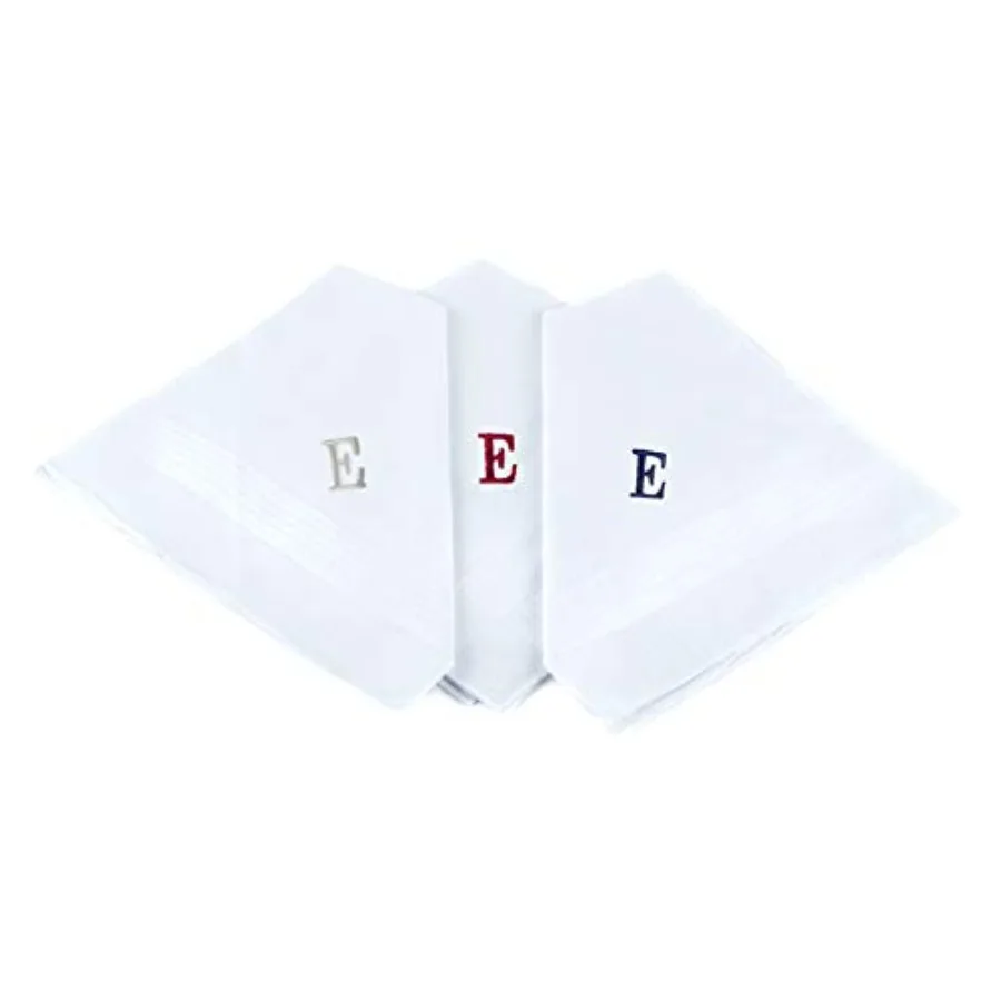 

Initial Handkerchief for Men, Monogrammed Boxed 3 Piece Set, 100% Cotton