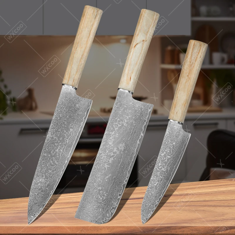 

WXCOO Japanese Chef's Kitchen Knife Damascus Steel Boning Knife Sharp Fruit Slicer Forged Meat Cleaver Steak Knife Cooking Tools