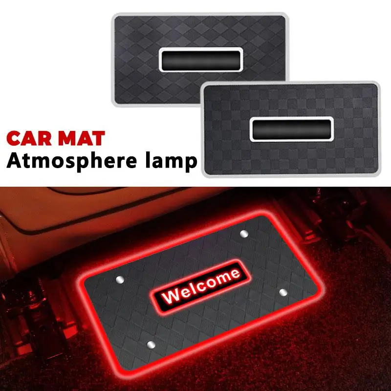 

4/2 In 1 LED Neon Lamp App Control Foot Mat Decor Car Floor Mats Ambient Light Universal Wireless Control Interior Accessories