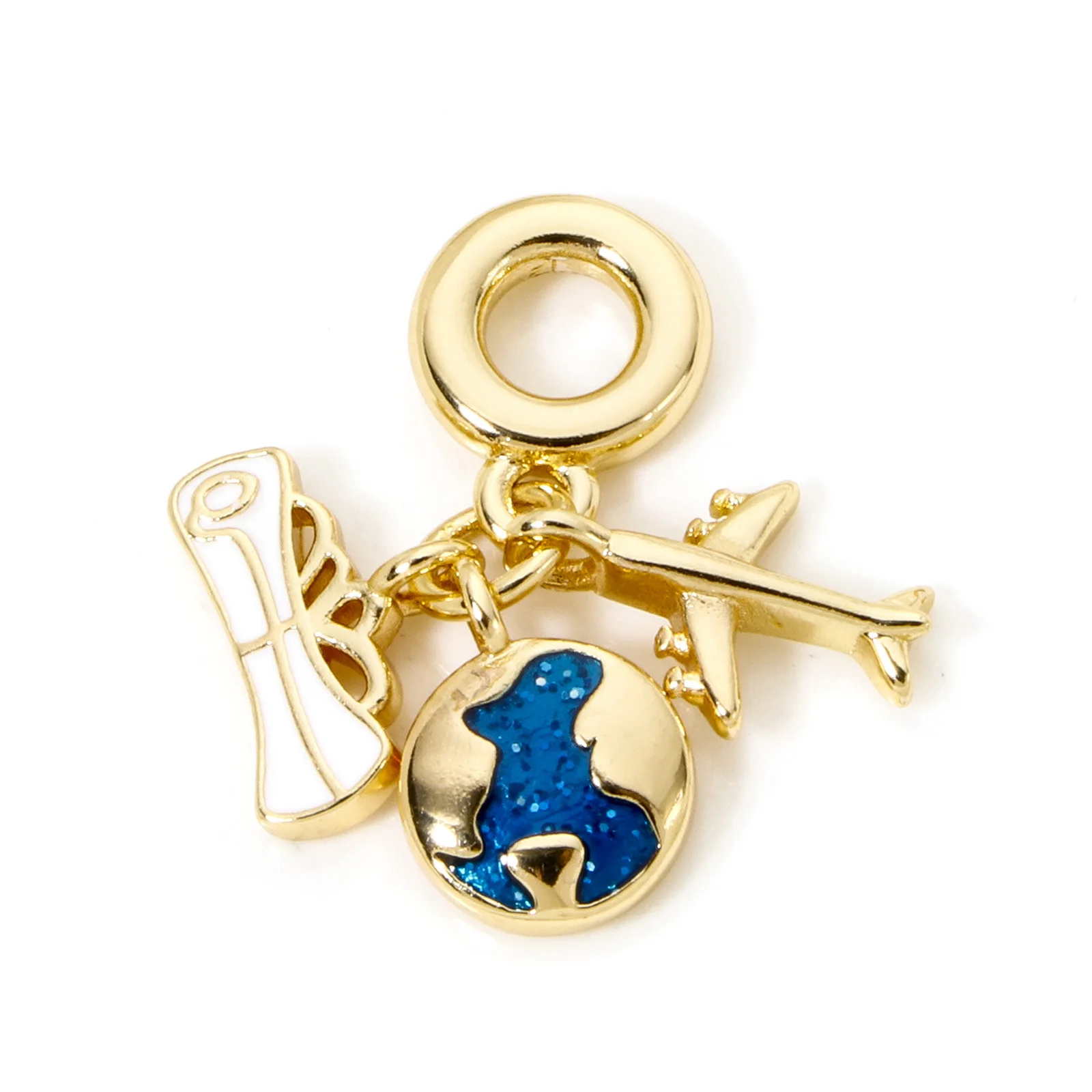 1Set New Brass Charms Gold Color Heart Travel Airplane Multicolor Enamel Pendant DIY Necklace For Women Party Jewelry Findings