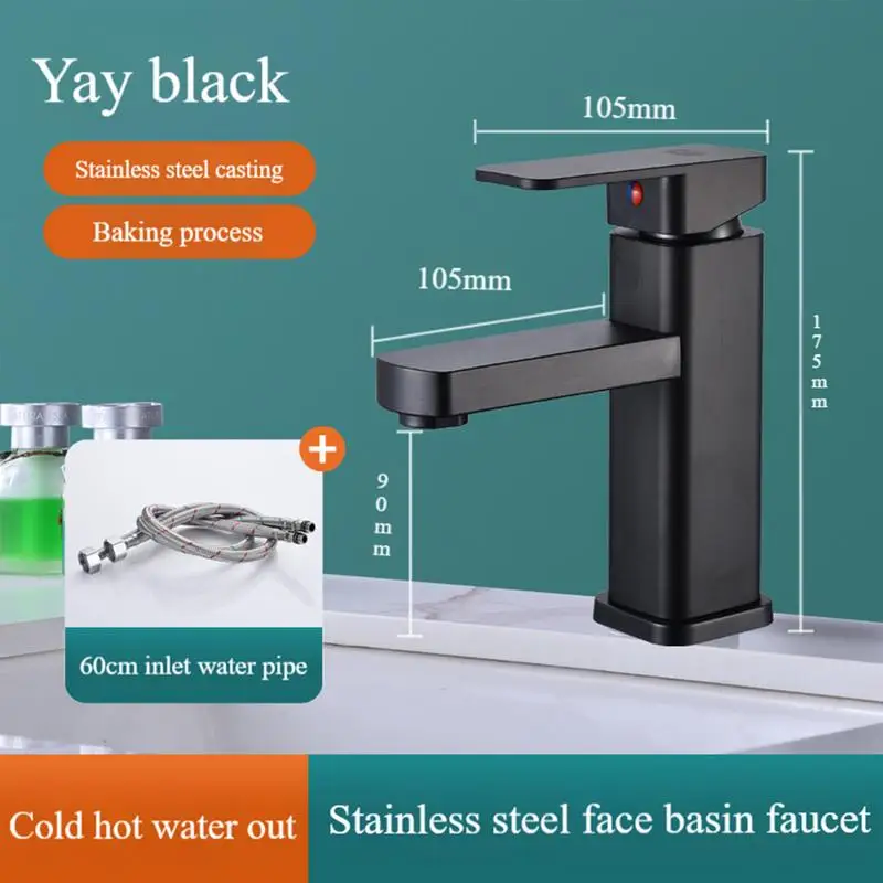 Square Single Hole Basin Faucet No Dripping Sink Faucets Matte Black Design Stylish Waterfall Faucet Basin Faucet For Bathroom