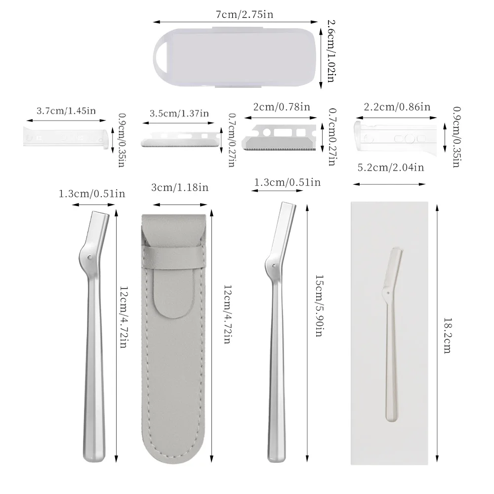 13-teiliges Präzisions-Metall-Augenbrauenrasierer-Set, 1 wiederverwendbarer Metall-Rasiererhalter + 10 Ersatzklingen mit Aufbewahrungsbox, tragbares Gesichts- und Augenbrauen-Pflegewerkzeug, zum Formen der Augenbrauen – Detail 8
