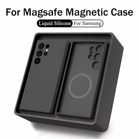 Magsafe Liquid Silicone for Samsung Galaxy S25 + Ultra S24 FE Plus S23 S22 Ultra S21 FE Cover Magnetic Wireless Charging Funda