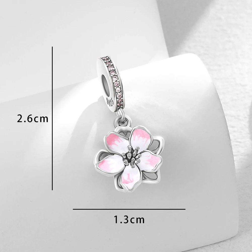Jewerlry Accessories NEW 2025 Sping Pink Bag Pany Flower Caterpillar Diy 925 Sterling Silver Bead Fit Bracelet Bangle image 4