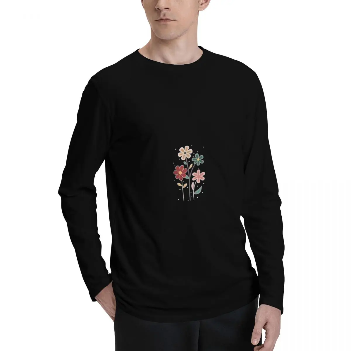 Pastel_Blooms._Cute_Earth Premium Men's Long Sleeve Tee - Classic Design with Superior Comfort for All-Day Wear