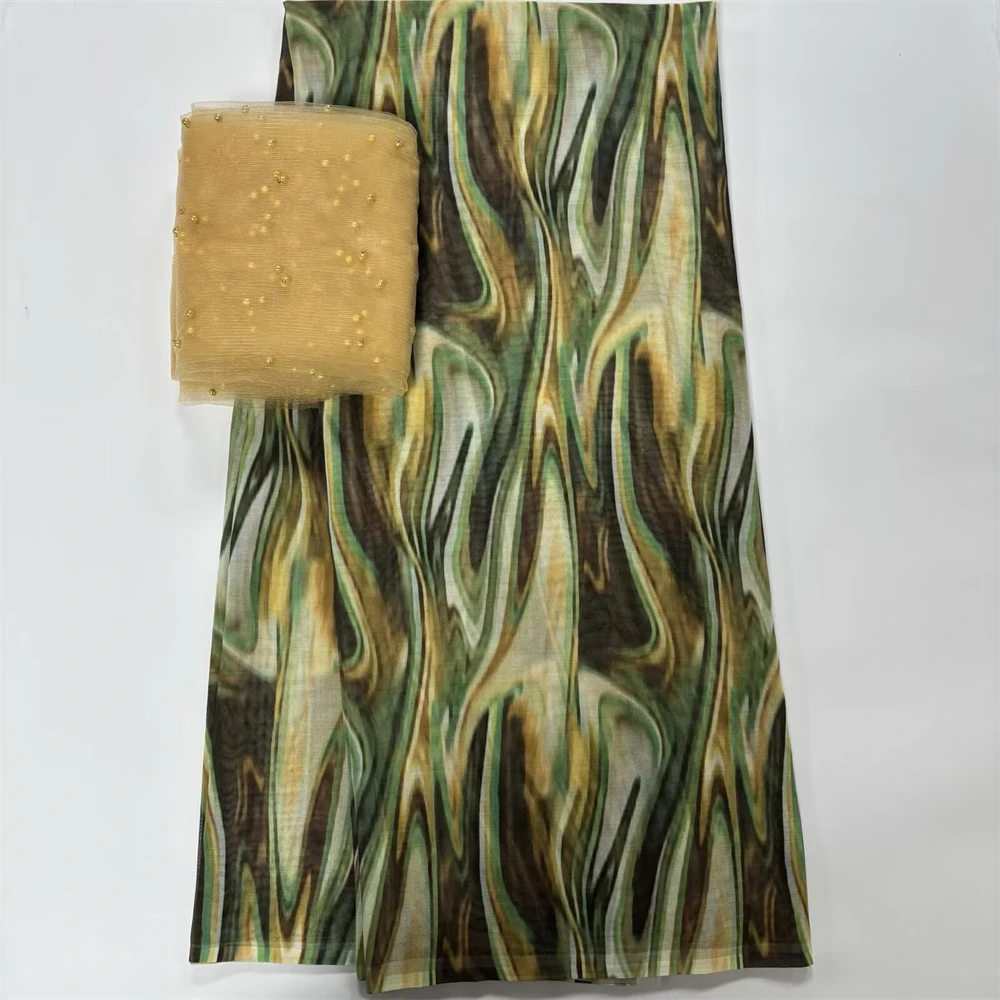 

African Soft Thin Fabric for Women Dress, Voile Lace Fabric And Tull Lace, High Quality, 5 + 2 Yards