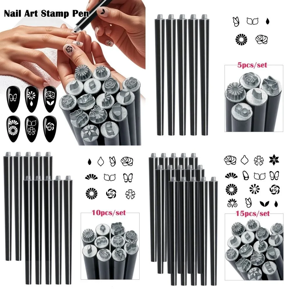 Juego de bolígrafos para decoración de uñas, herramientas de punteado, Graffiti, estampado de uñas, fácil de silicona, 5/10/15 Uds.