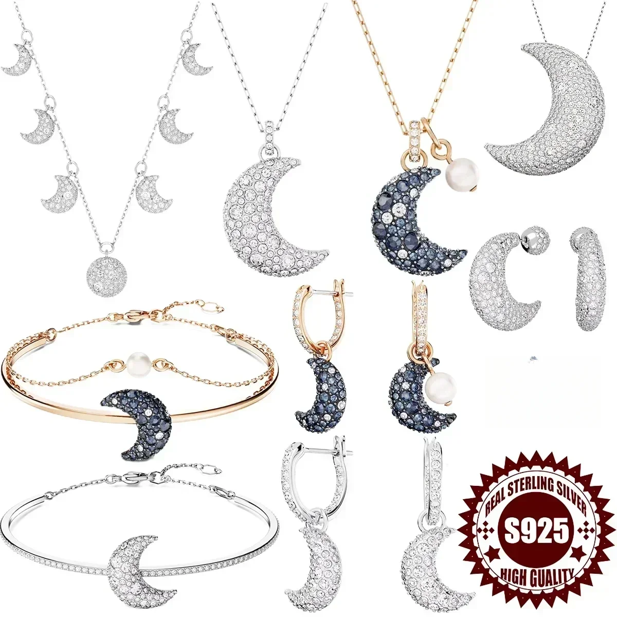 

Новинка 2025, серебро 925 пробы Moda de verano prenible, estilo versátil, joyería Başosa y colorida de la series Luna que teät