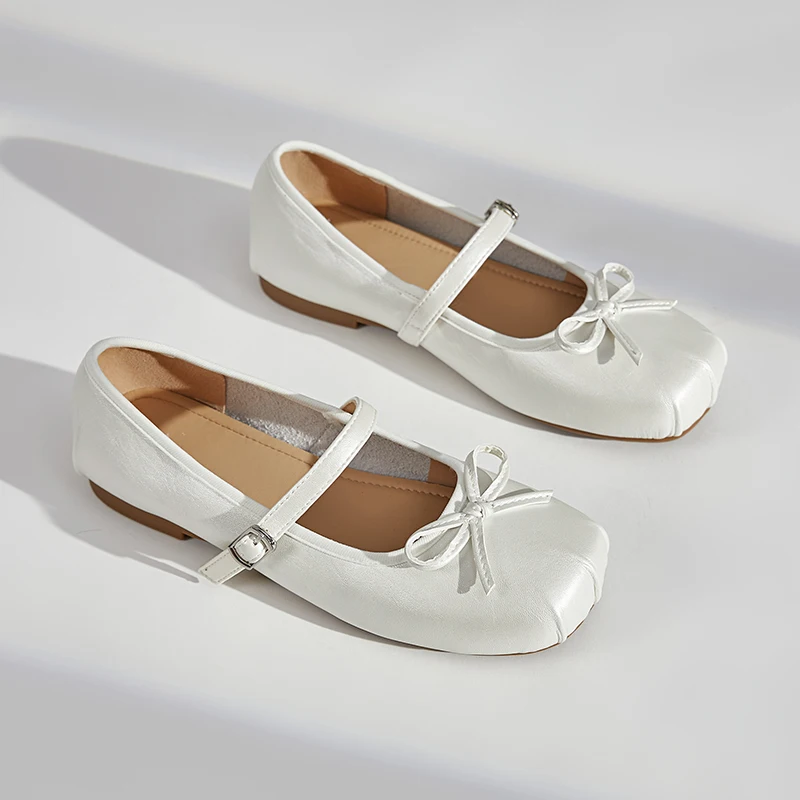 

AIYUQI 2025 new women's flat shoes Bow knot Mary Jane women'shoes Large size ballet non-slip loafers female