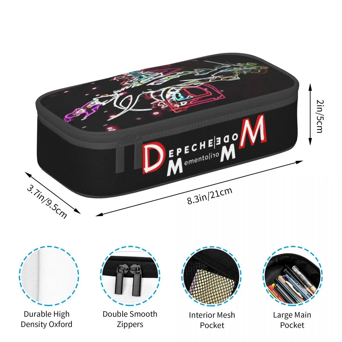 Custom Korean Electronic Rock Depeche Cool Mode Pencil Cases for Girls Boys Large Storage Pen Bag Box Stationery