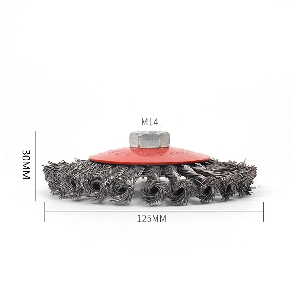 Cepillo de alambre de acero para amoladora, 100mm/115mm/125mm, 12500rpm, 1 ud., 6 cepillos de alambre de acero, herramientas M14x2 útiles para quitar pintura