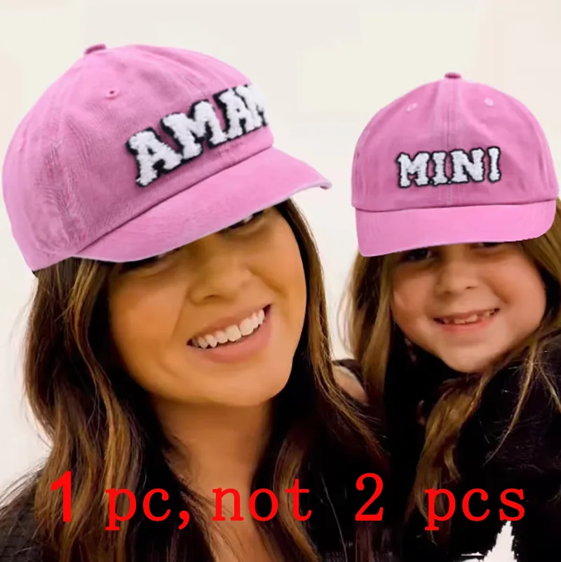 Boné de beisebol retrô para pais e filhos, jeans lavados ao ar livre, casual Maoma & Mini, bonés de equitação para crianças e mães, 4 estações