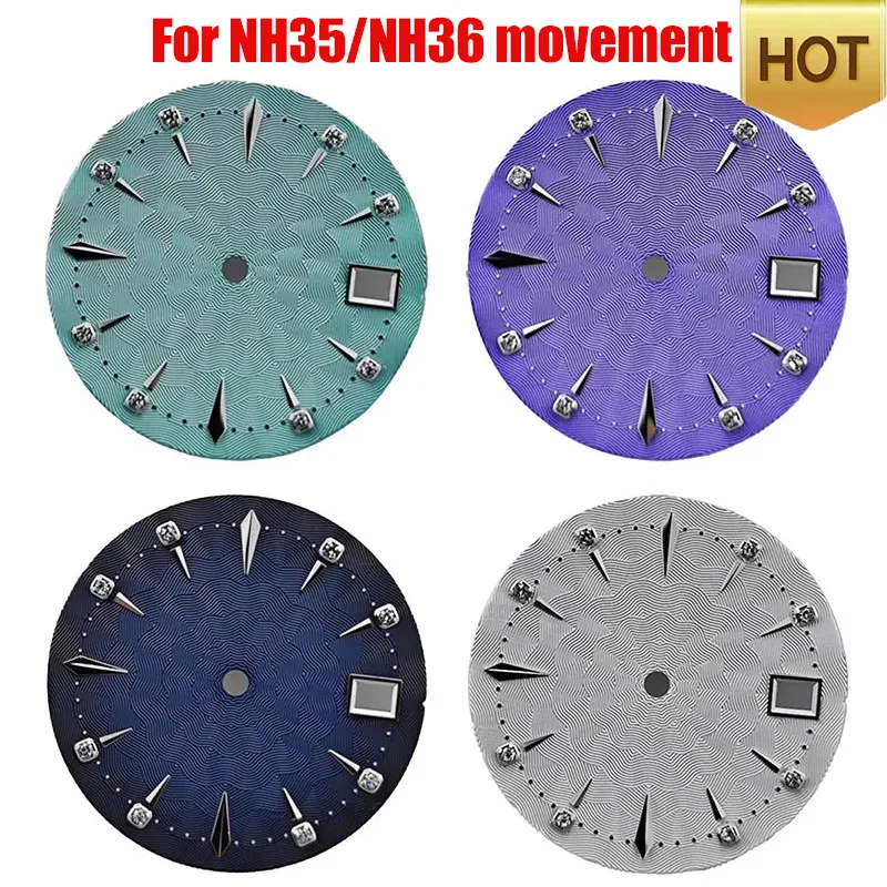29mm NH35 NH36 Watch Dial Movement Radial Pattern Watch Faces With Diamond For NH35 NH36 Automatic Movements WatchMods