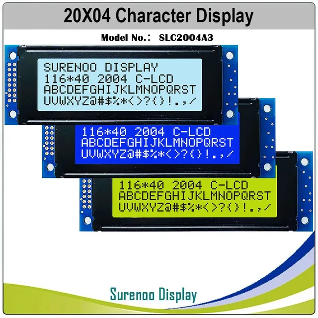 Surenoo 116*40MM 2*8Pin 204 20X4 2004 6800 IIC I2C znakowy moduł LCD ekran LCM białe podświetlenie LED angielski japoński