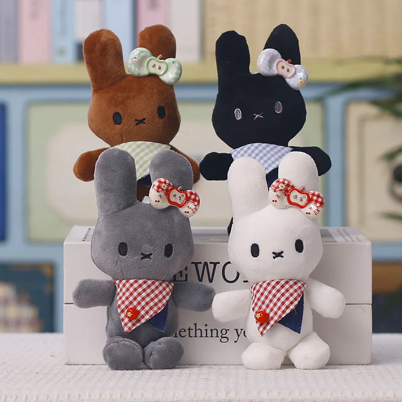 Cartoon Scarf Miffy Plush Keychain Cute Multi Functional Anime Filled Rabbit Backpack Zipper Decoration Toy Friend'sbirthdaygift