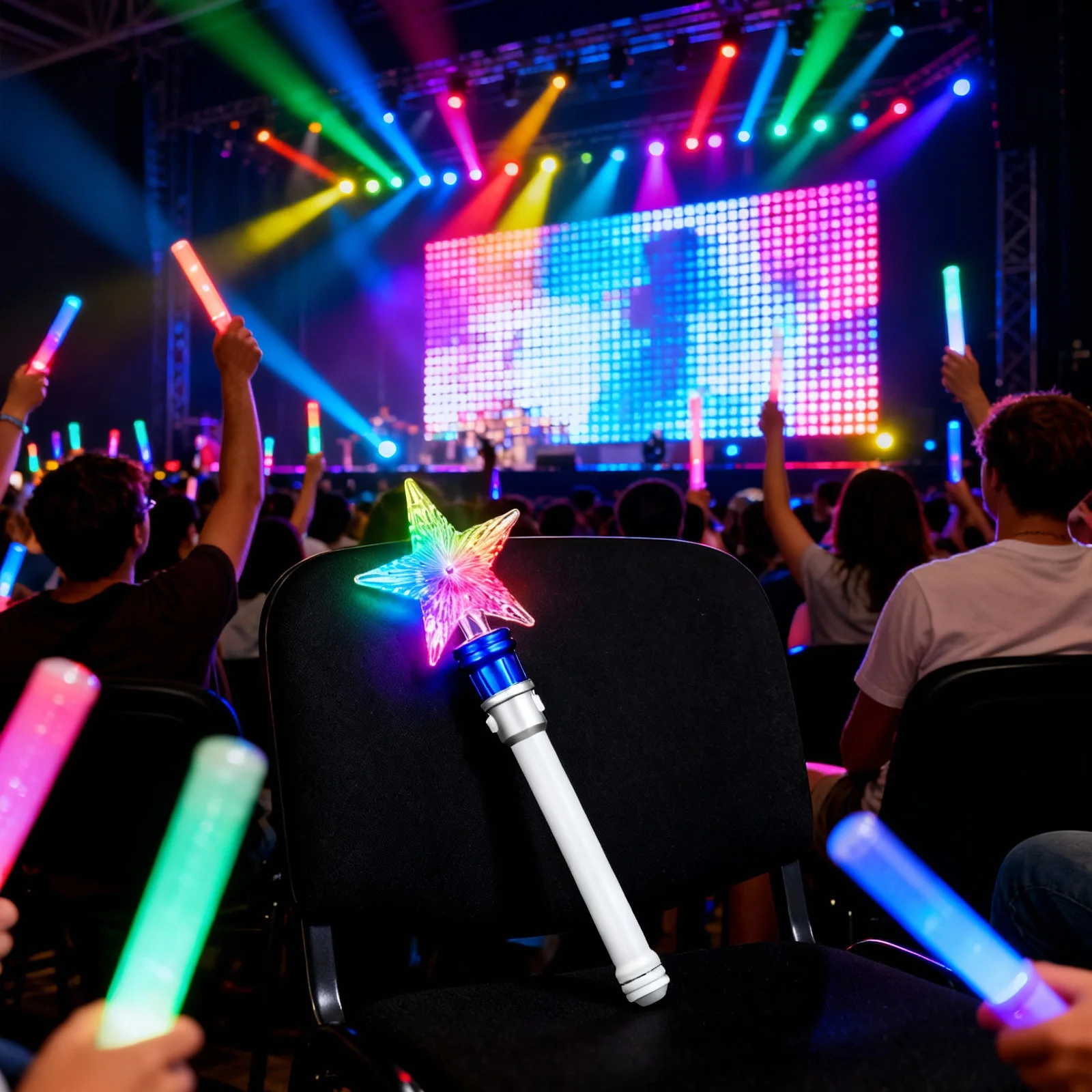 

2Pcs Star Glitter Rotating Light Up Wand Christmas LED Flashing Glow Wands Party for Wand Costume Wands for