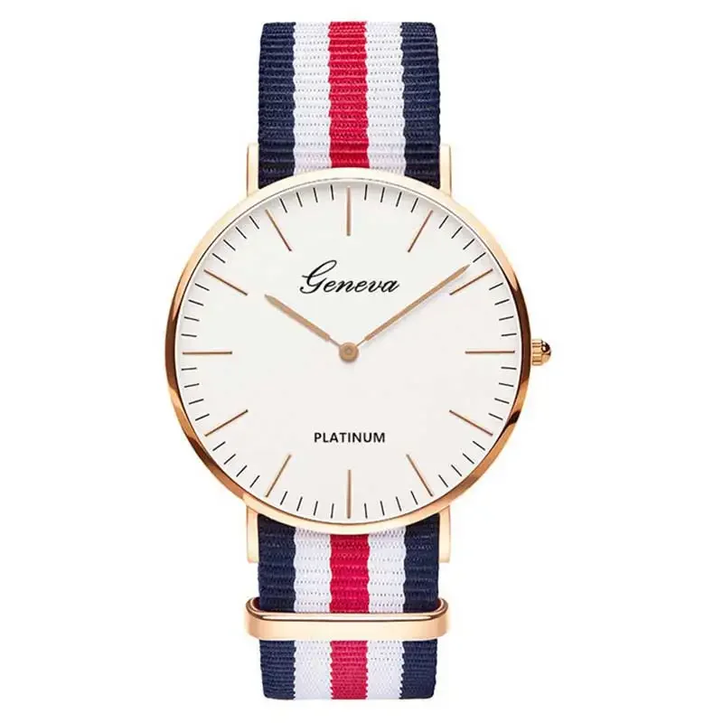 Promotional Items Geneva Watch Women Ultra Thin Watches Nylon Strap Quartz Wriswatches Ladies Girls Students Men Sports Watches