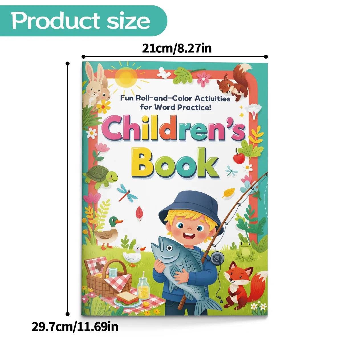 Roll and Color Phonics Activity Book for Kids Workbook with CVC Word Families Games and Coloring Pages Build Vocabulary Spelling