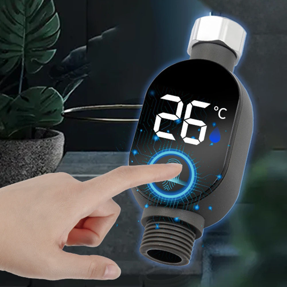 Easy Installation Shower Gauge Touch Screen Thermometer Black Gray Intelligent Temperature Measurement Bright LED Display