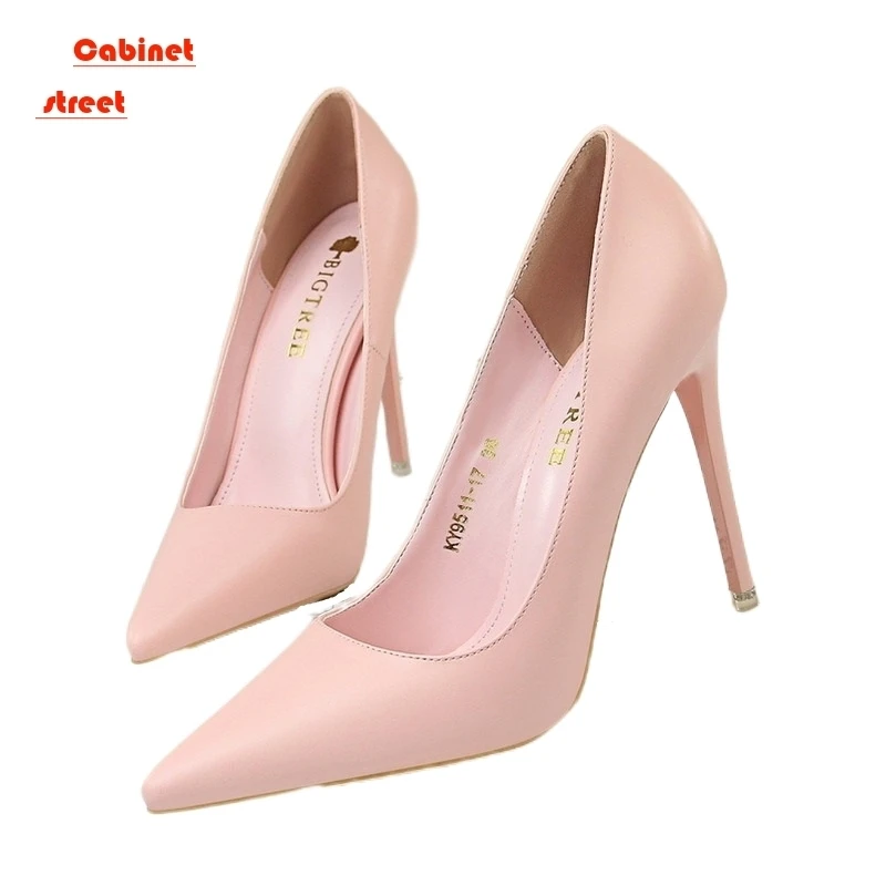 

Plus Size Korean Version Fashion Simple Female High Heels Slim Super Shallow Mouth Pointed Women Sexy Single Ladies Shoes Pumps