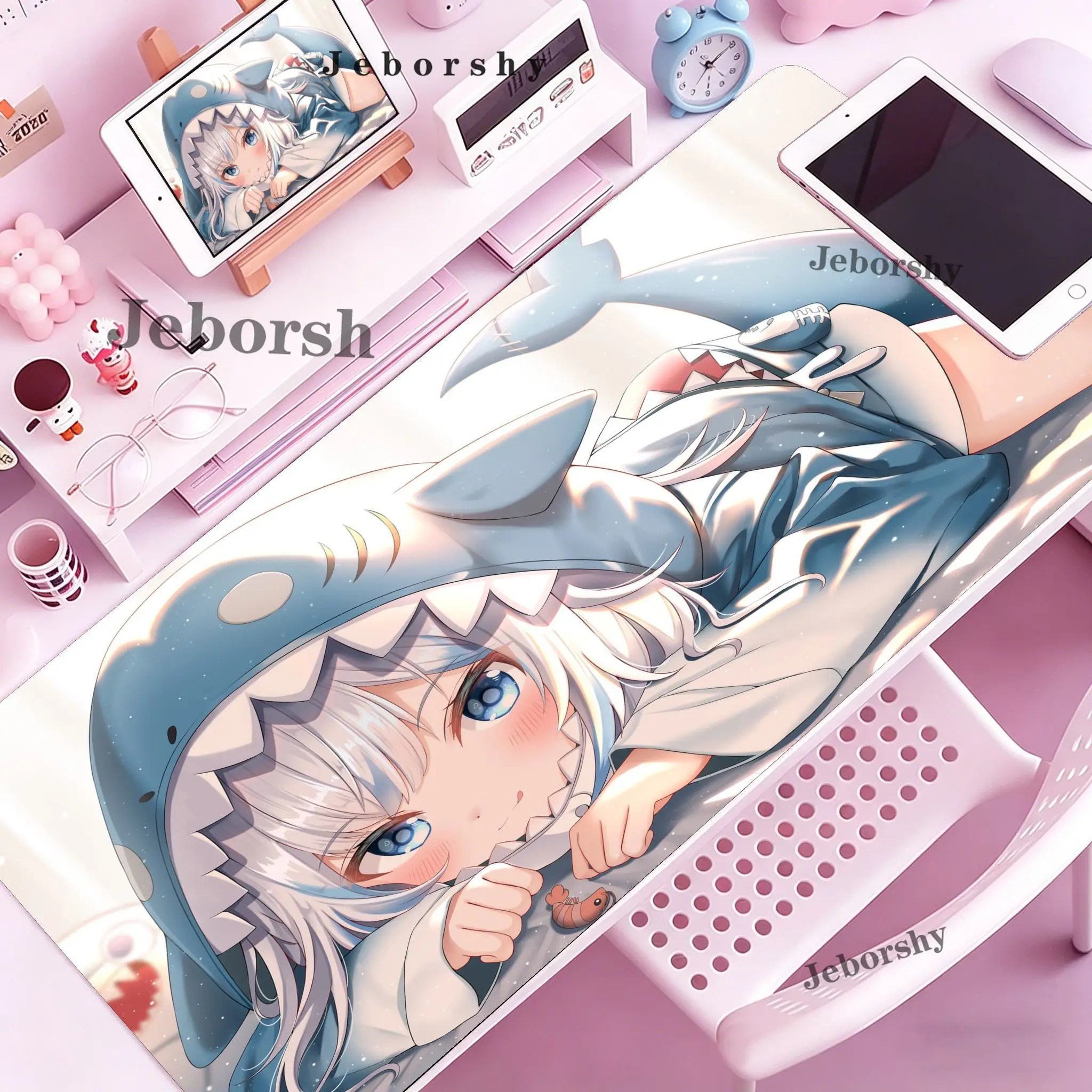 HD Print Hololive Gawr Gura Cute Desk Mat Pc Accessories Large Mousepad Anime Kawaii Carpet Cartoon Girl Rubber Laptop Mouse Pad