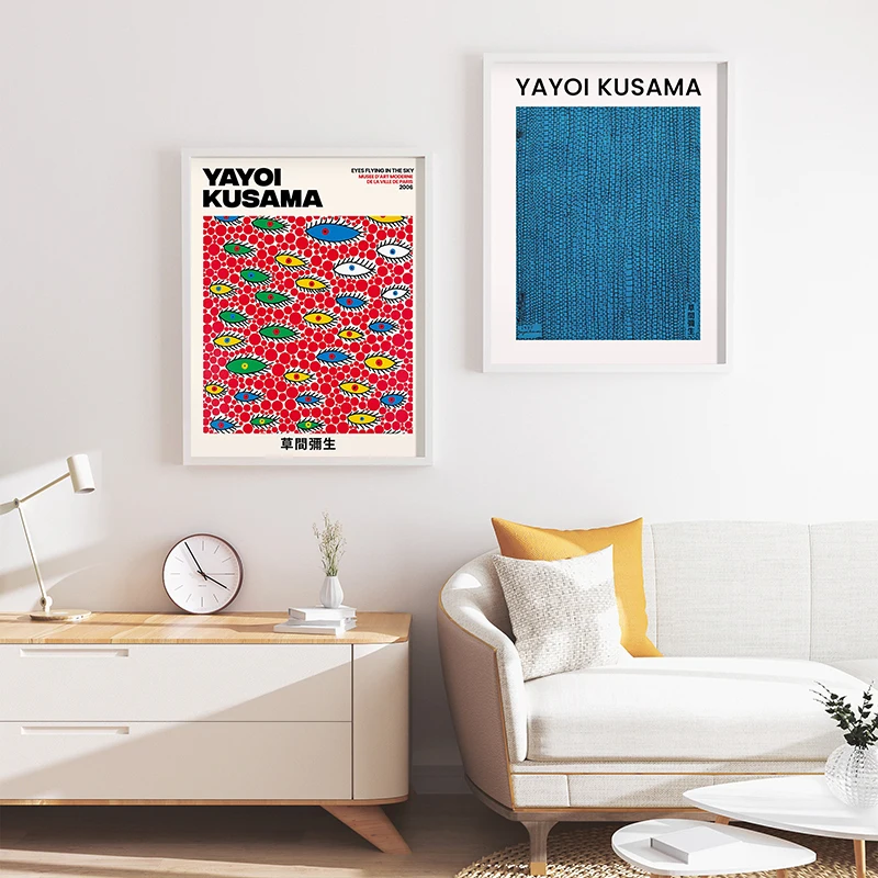 Japanese Minimalist Poster Yayoi Kusama Canvas Paintings Abstract Art Print Wall Art Picture for Living Room Cuadros Home Decor