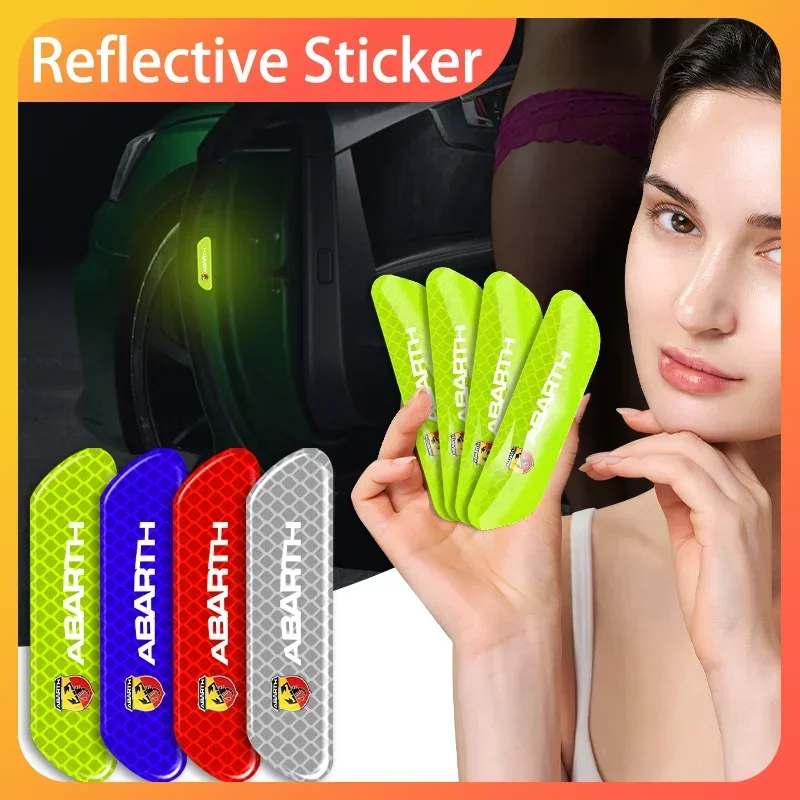 

4PCS Reflective Car Door Sticker Safety Opening WarningFor Abarth UNO Astra Bravo Panda Linea Freemont Strada Doblo