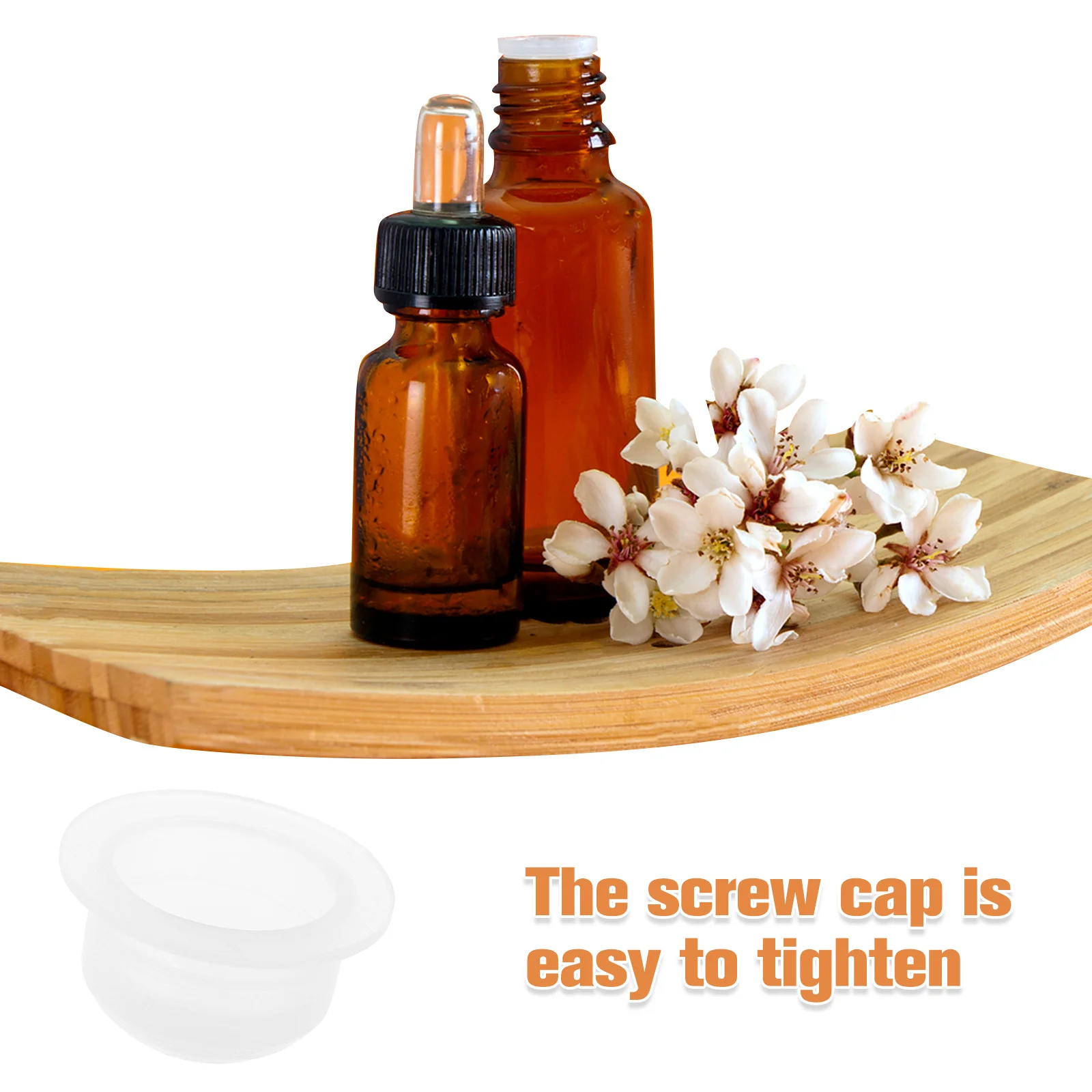 100Pcs Essential Oil Bottle Stoppers Transparent Screw Caps Leakproof Sealing Reusable Stopper Plugs for Aromatherapy Bottles