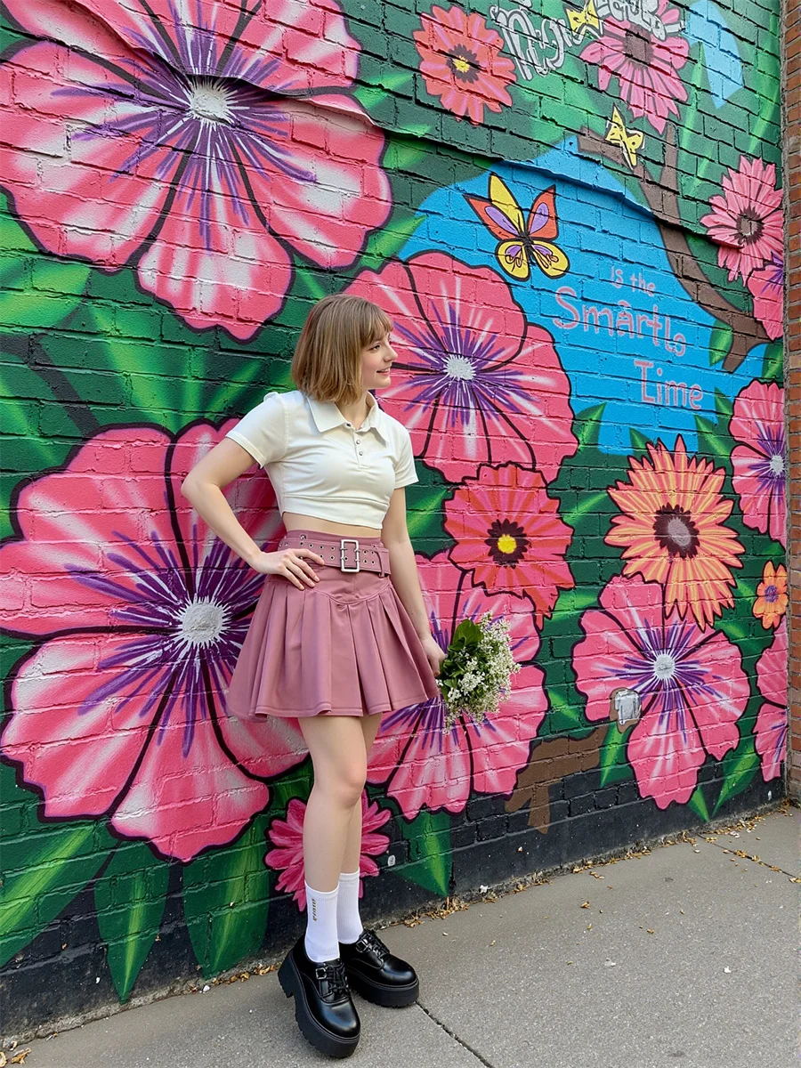 

Mini Pleated High Waist Skirts Womens Midi Length Straight Cut Pleat Lightweight Cool Temperament Sense Office Work Formal