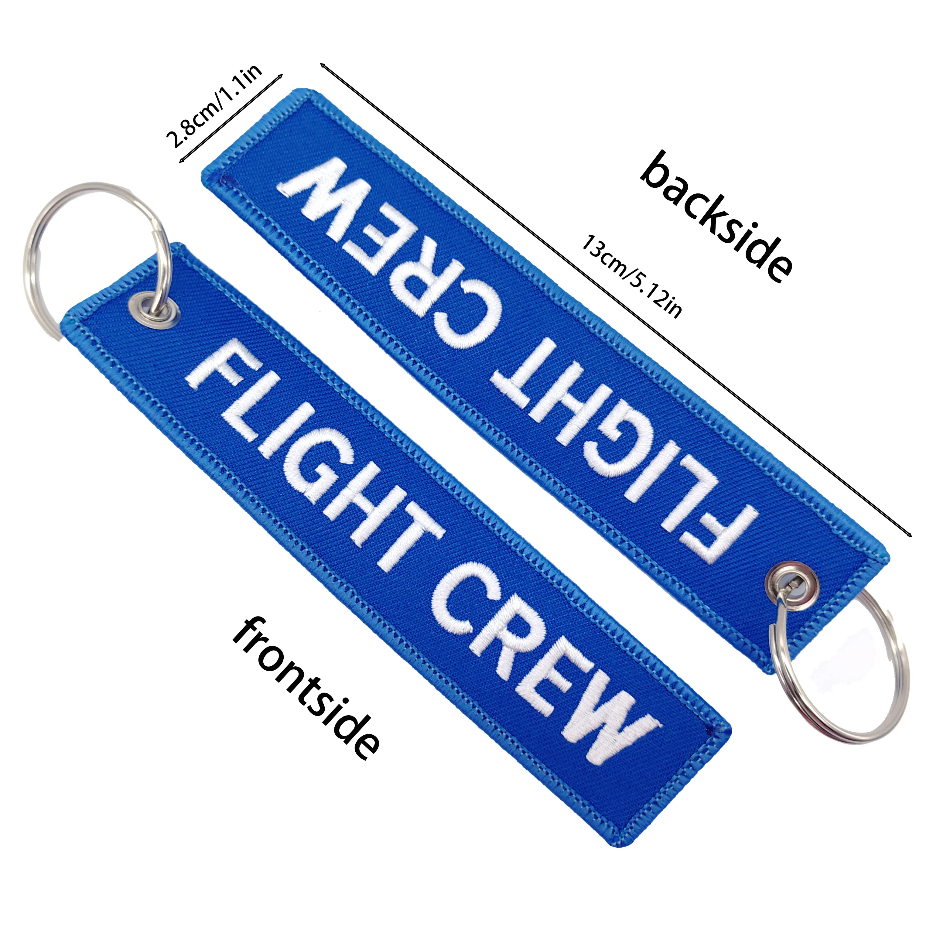 1 PC  Flight Crew Trinkets Double Sided Embroidered Key Chain Metal Ring Key Chain Motorcycle Key Chain Accessories