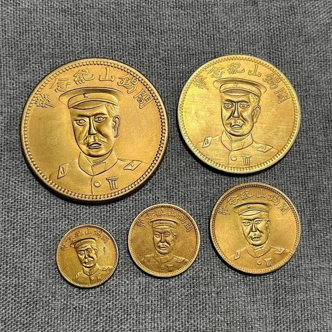 Modern Officer Gilded Gold Coins Retro Decorative Coins  5 pieces