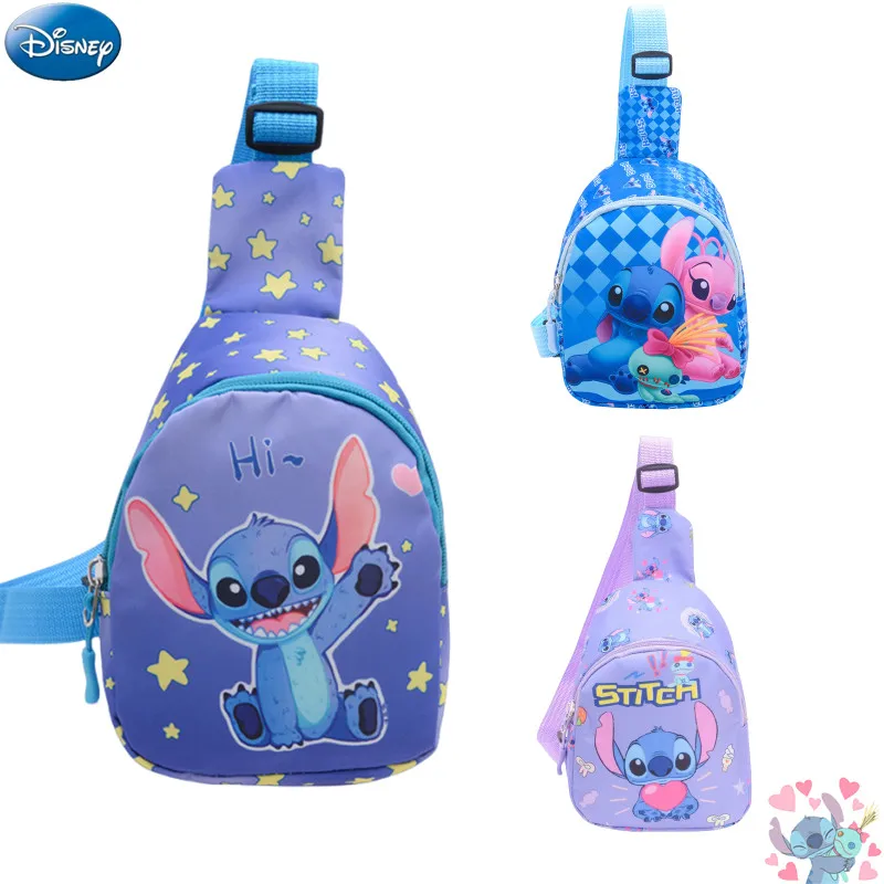 Kawaii Stitch Disney Girls Chest Bag Cute Mini Outdoor Shoulder Bag Boys Baby Girls backpack Children Zipper Waist Bag Xmas Gift