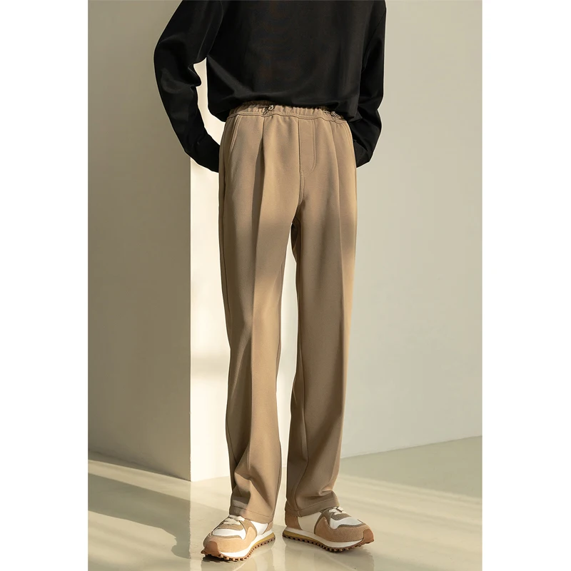 Business Casual Men's Pants Spring Autumn Lightweight Draped Sporty Straight Leg High Elasticity Long Trousers Korean Style