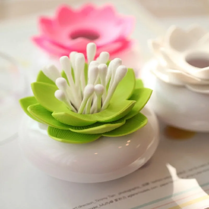 

1pc Lotus Cotton swab box lotus cotton bud holder base room decorate / Lotus Toothpicks holder Toothpick case