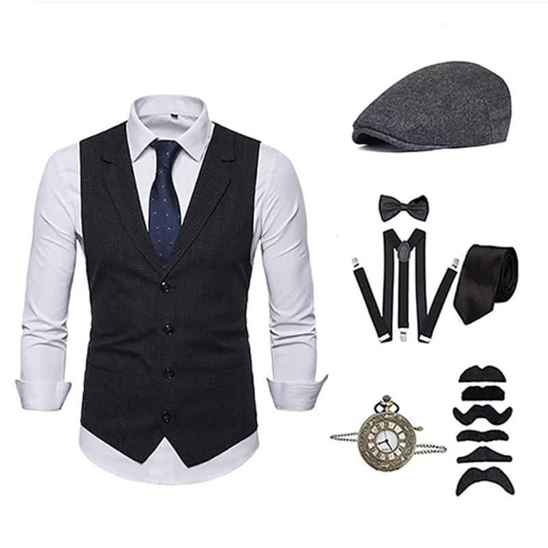 Colete de baile masculino, Blusa, Camisa, Boina, Chapéu, Boina, Cosplay, Festa, Tarde, Forma, Casual, Diário, Década de 1920