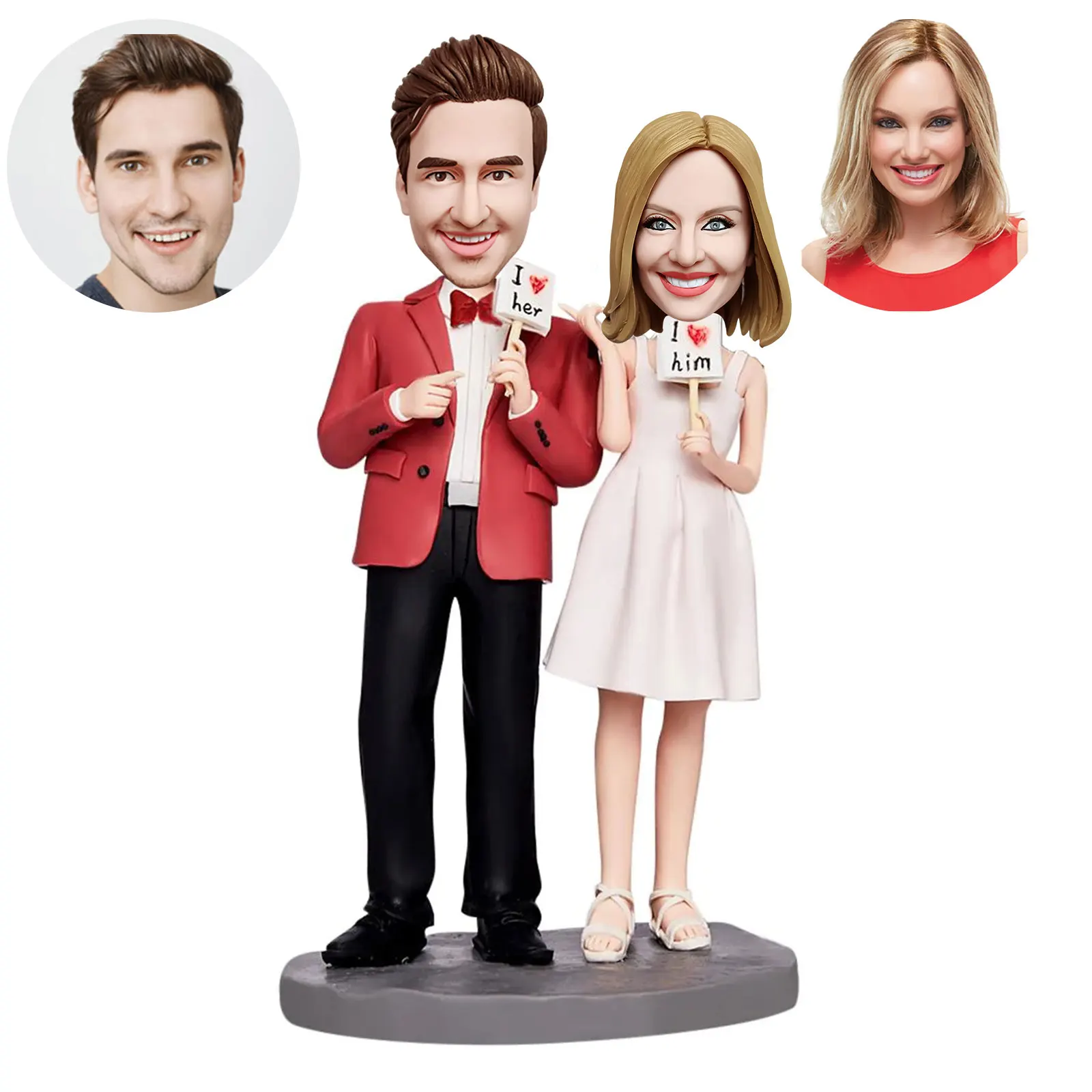 Custom Bobblehead Couple-Valentines Gift I Love You Bobbleheads, Personalized Valentine's Day Gifts For Boyfriend Girlfriend